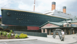 Ellsowrth Boyd inspects the anchor at The Pigeon Forge Titanic Museum.