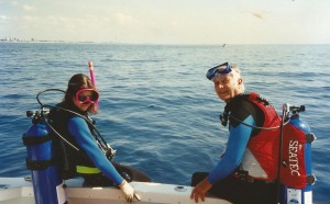 Alison Boyd / Whitty and her father Ellsworth Boyd Prepare for a Dive on the Antilla