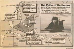 Pride of Baltimore Sank in Bermuda Triangle. Credit: Baltimore Sun
