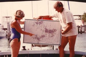 Margaret and Bob Weller show map of their treasure sites. Credit: Ellsworth Boyd