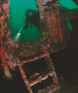 Diver Examines Collapsed Remains